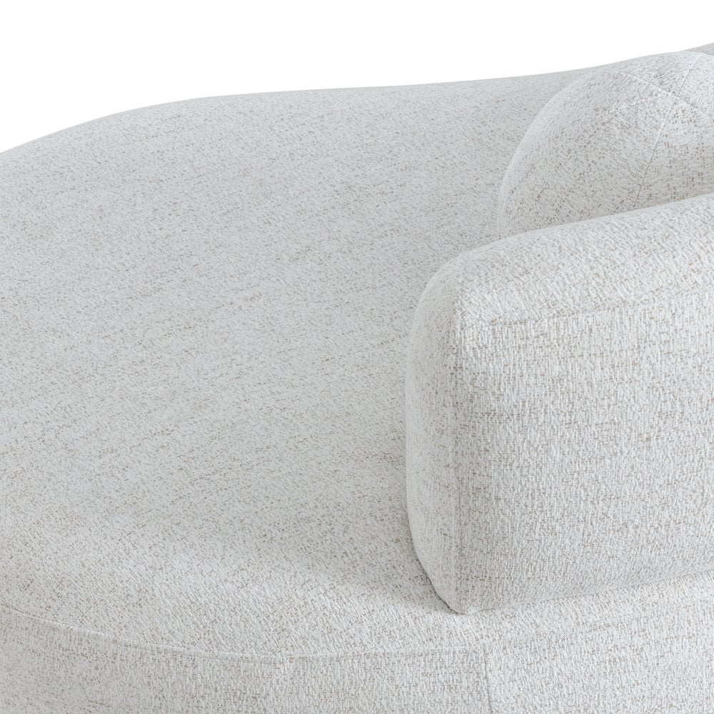 Oakland 97.5 in. 3-Seater Sofa in Ivory Fabric with Oval Seat