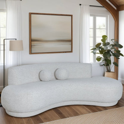 Oakland 97.5 in. 3-Seater Sofa in Ivory Fabric with Oval Seat