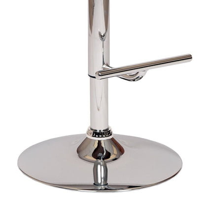 Swivel Bar Stool with Cream Leatherette Seat, Walnut Veneer, and Chrome Base