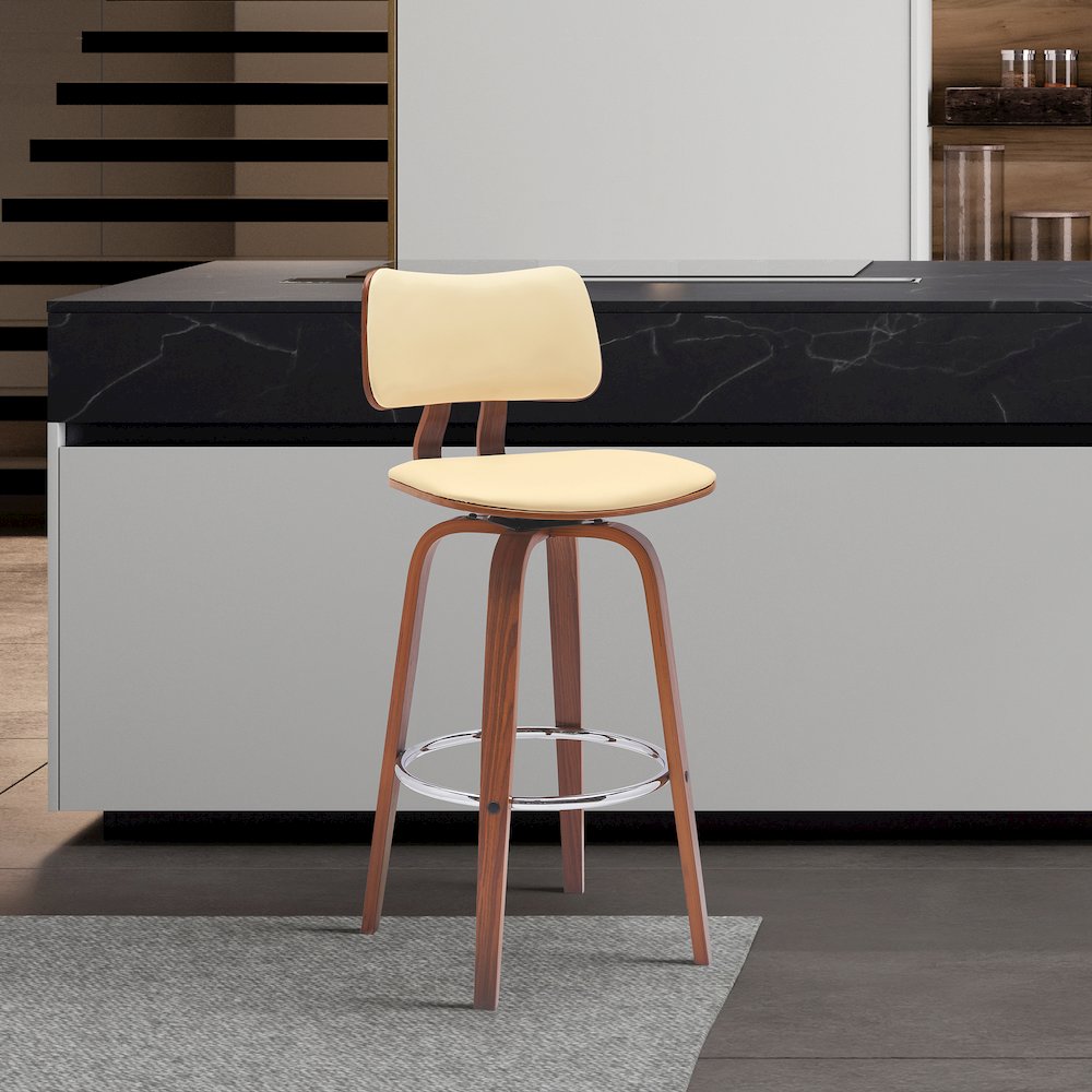 Pico Upholstered Wood Swivel Bar or Counter Stool
