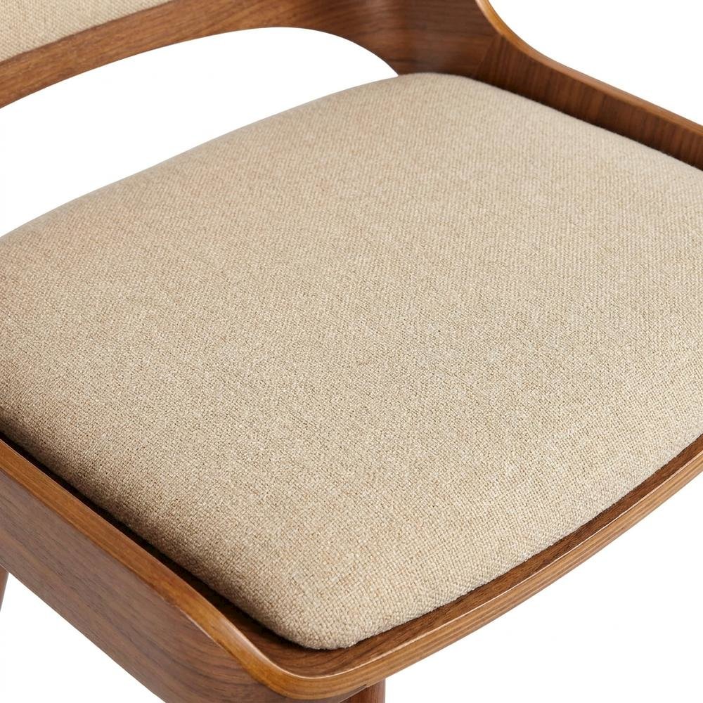 Mid-Century Modern Dining Chair in Wood with Fabric Seat and Arms, Walnut