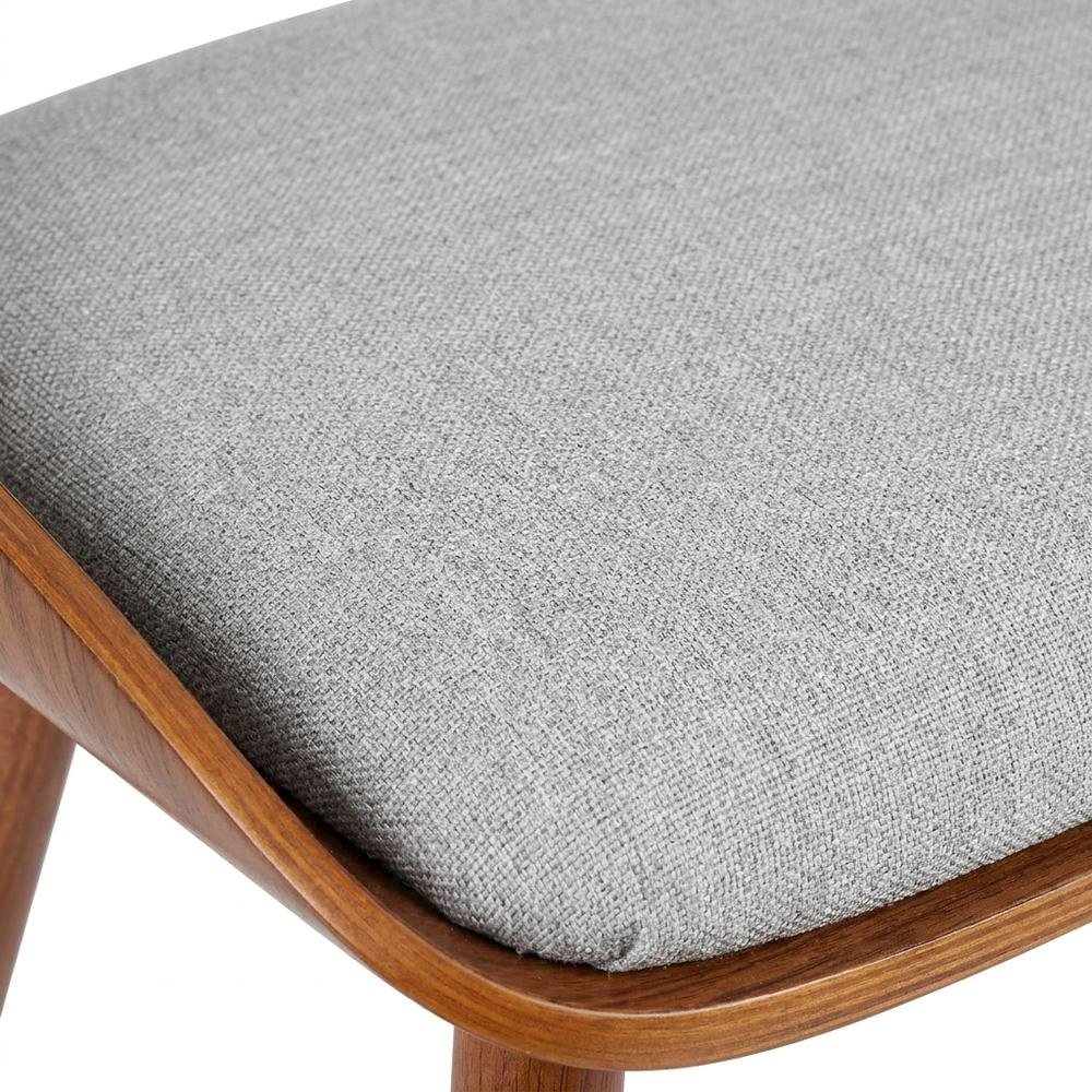 Walnut Wood Mid-Century Modern Upholstered Fabric Dining Chairs, Brown, Set of 2