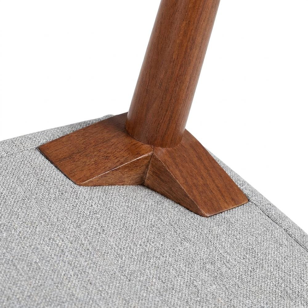 Walnut Wood Mid-Century Modern Upholstered Fabric Dining Chairs, Brown, Set of 2