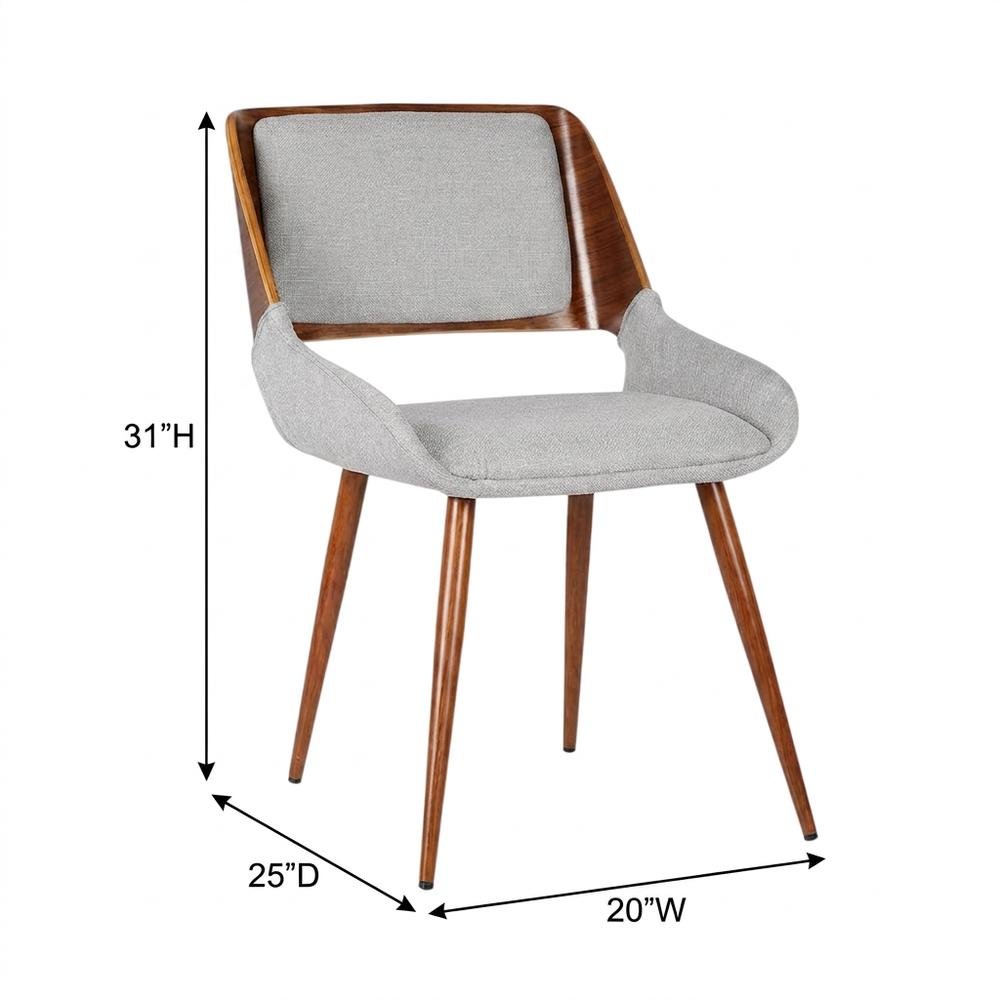 Walnut Wood Mid-Century Modern Upholstered Fabric Dining Chairs, Brown, Set of 2