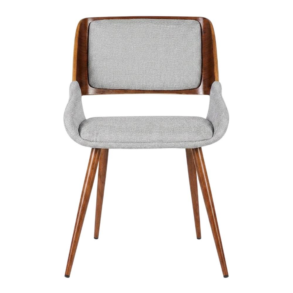 Walnut Wood Mid-Century Modern Upholstered Fabric Dining Chairs, Brown, Set of 2