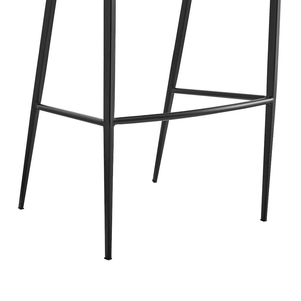 Ramona 30" Bar Stool with Matte Black Iron and Light Gray Leather