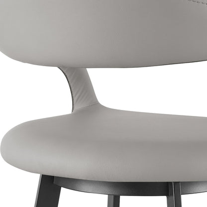 Ramona 30" Swivel Bar Stool with Matte Black Iron and Light Gray Faux Leather