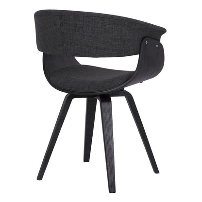 Mid-Century Modern Dining Chair with Black Wood Finish and Charcoal Fabric
