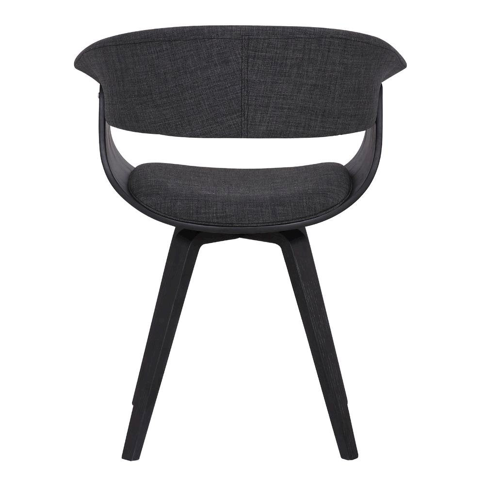 Mid-Century Modern Dining Chair with Black Wood Finish and Charcoal Fabric
