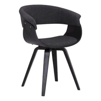 Mid-Century Modern Dining Chair with Black Wood Finish and Charcoal Fabric