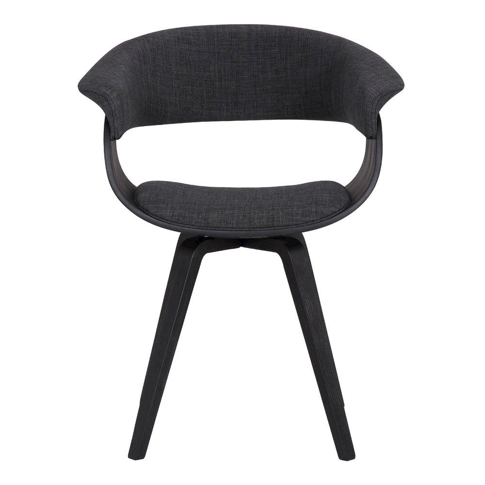 Mid-Century Modern Dining Chair with Black Wood Finish and Charcoal Fabric