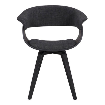 Mid-Century Modern Dining Chair with Black Wood Finish and Charcoal Fabric