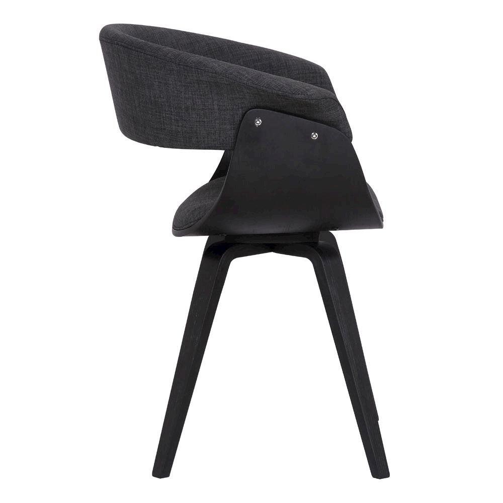 Mid-Century Modern Dining Chair with Black Wood Finish and Charcoal Fabric