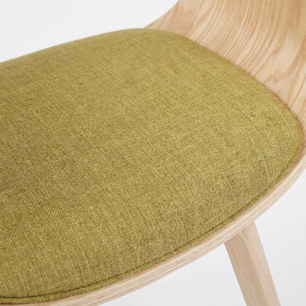 Polyester Upholstered Mid-Century Dining Chair, Barrel Back with Arms, Oak