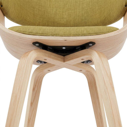 Polyester Upholstered Mid-Century Dining Chair, Barrel Back with Arms, Oak