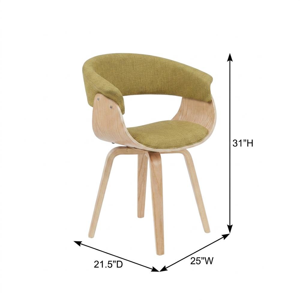 Polyester Upholstered Mid-Century Dining Chair, Barrel Back with Arms, Oak