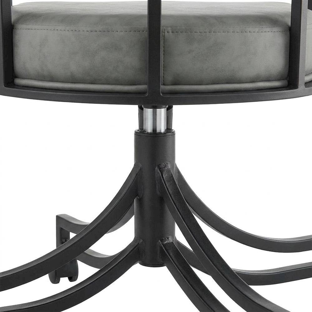 Faux Leather Upholstered Swivel Rolling Dining Chair with Arms, Vintage Gray