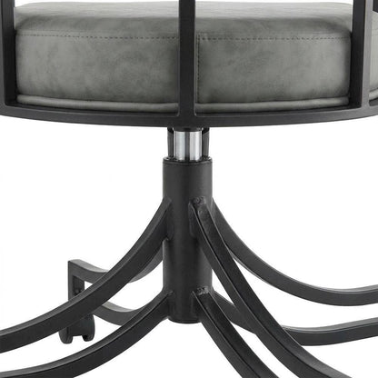 Faux Leather Upholstered Swivel Rolling Dining Chair with Arms, Vintage Gray