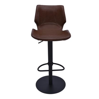 Armen Living Zuma Adjustable Swivel Metal Barstool in Vintage Coffee Faux Leather and Black Metal Finish