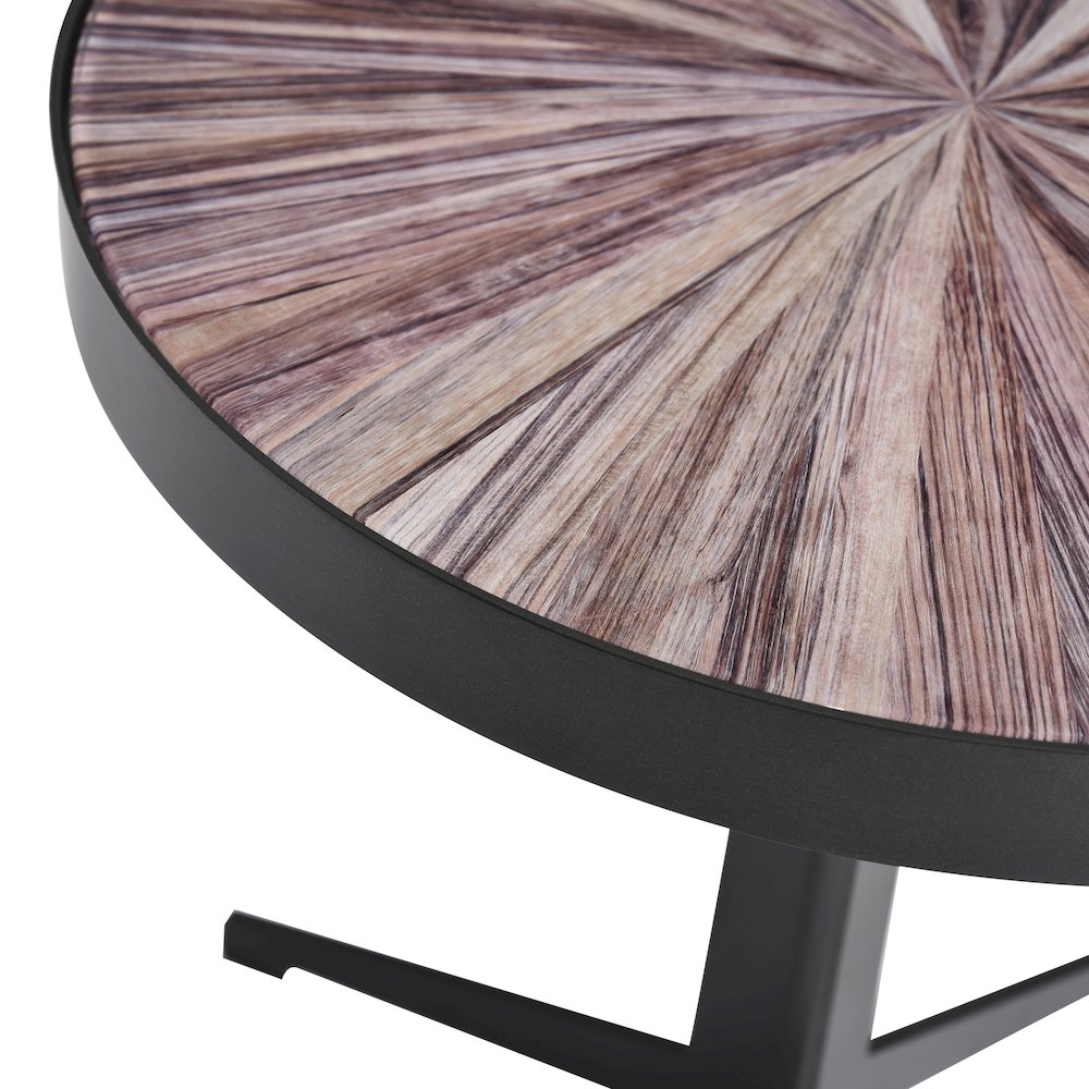 Mid-Century Round Maroon Coffee Table Set with Tempered Glass Top - Set of 2