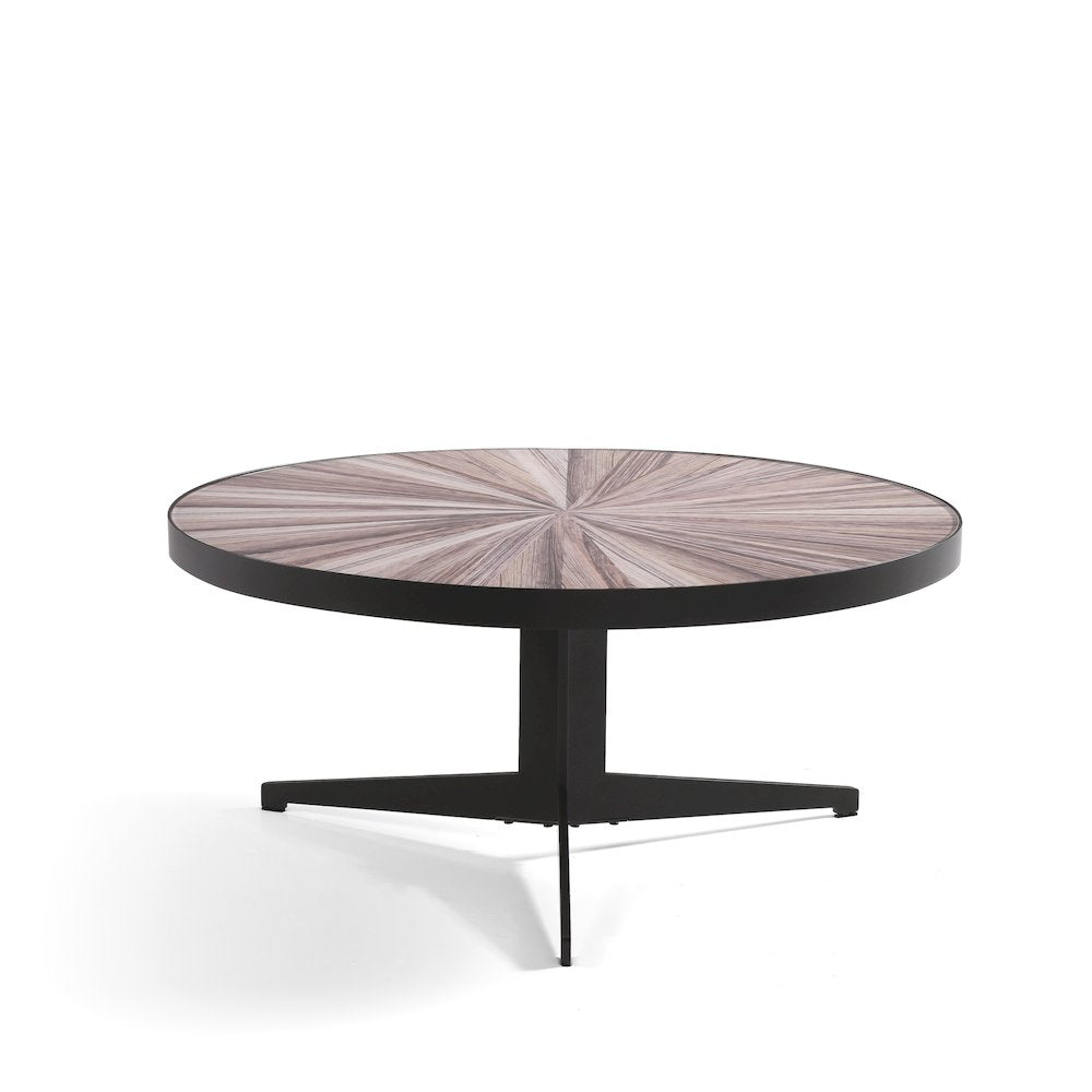 Mid-Century Round Maroon Coffee Table Set with Tempered Glass Top - Set of 2