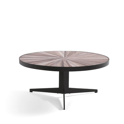 Mid-Century Round Maroon Coffee Table Set with Tempered Glass Top - Set of 2