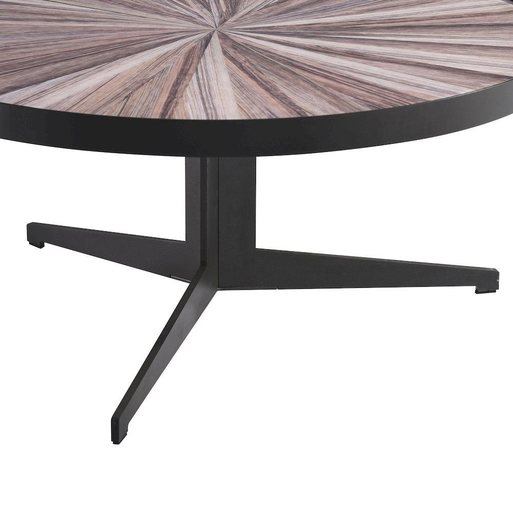 Mid-Century Round Maroon Coffee Table Set with Tempered Glass Top - Set of 2