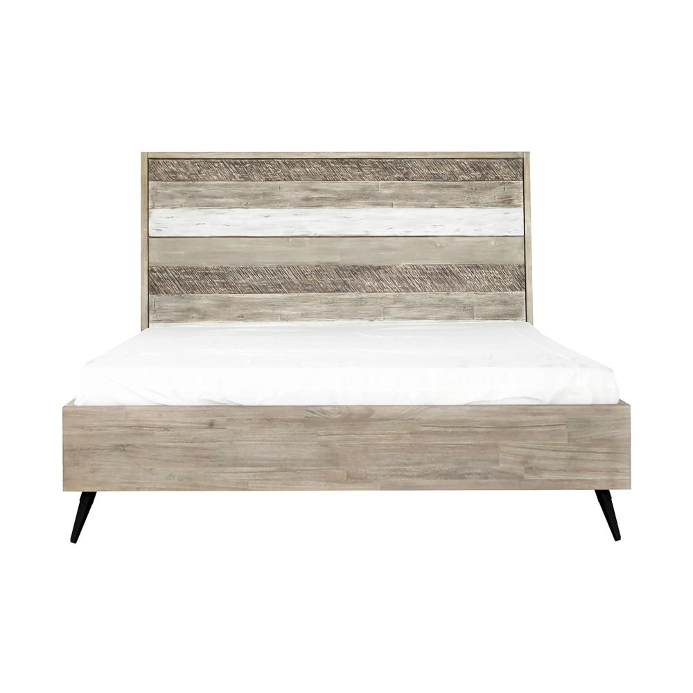 Bridges 4 Piece King Bedroom Set in Two-Tone Acacia Wood