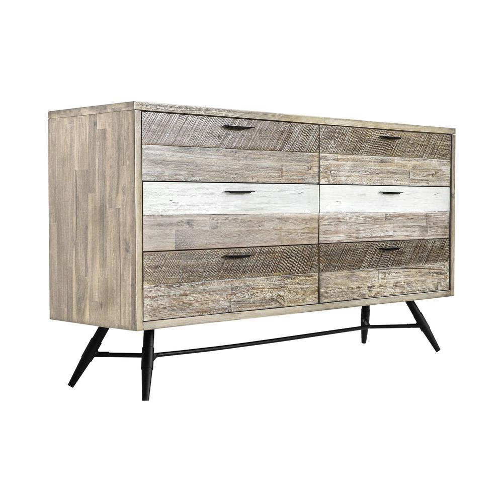 Bridges 4 Piece King Bedroom Set in Two-Tone Acacia Wood