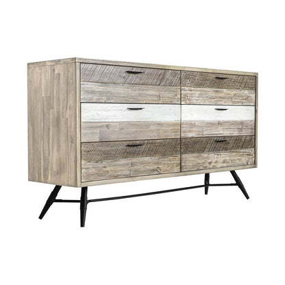 Bridges 4 Piece King Bedroom Set in Two-Tone Acacia Wood