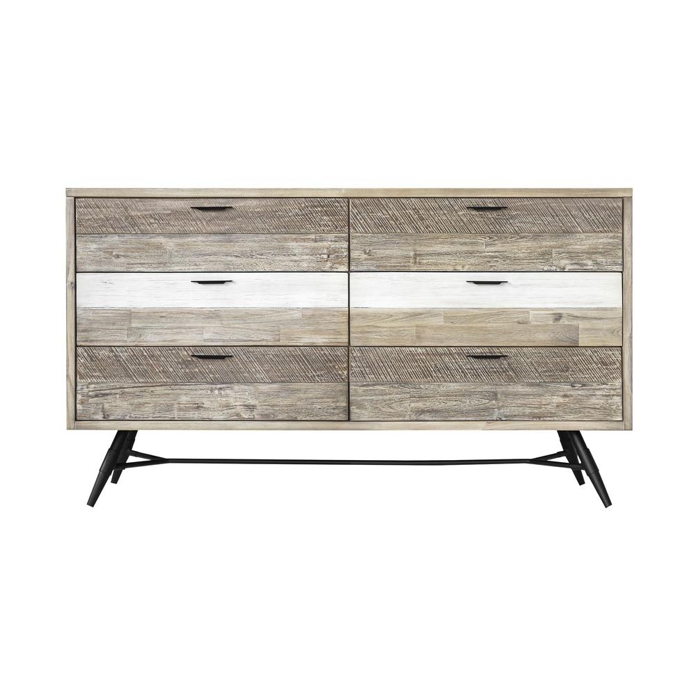 Bridges 4 Piece King Bedroom Set in Two-Tone Acacia Wood