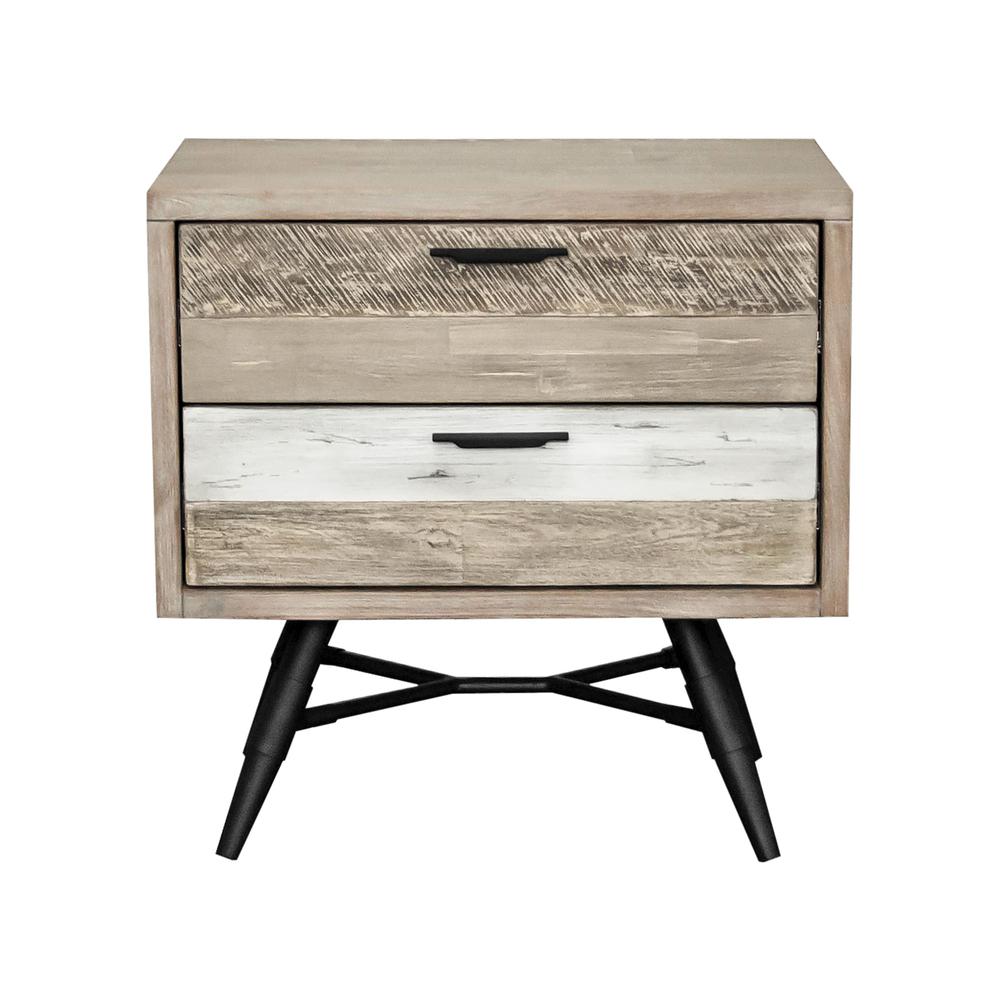 Bridges 4 Piece King Bedroom Set in Two-Tone Acacia Wood