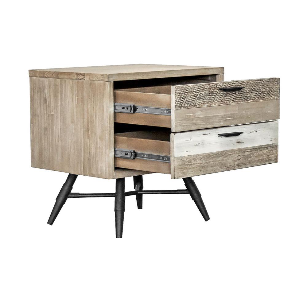 Bridges 4 Piece King Bedroom Set in Two-Tone Acacia Wood