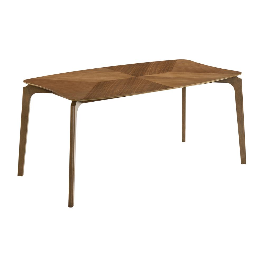 Kalia 5 Piece Wood Dining Set in Walnut Finish with Blue Fabric