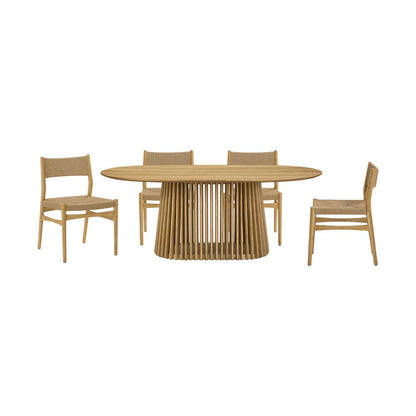 Pasadena Erie 5 Piece Oval Dining Set in Natural Oak Finish