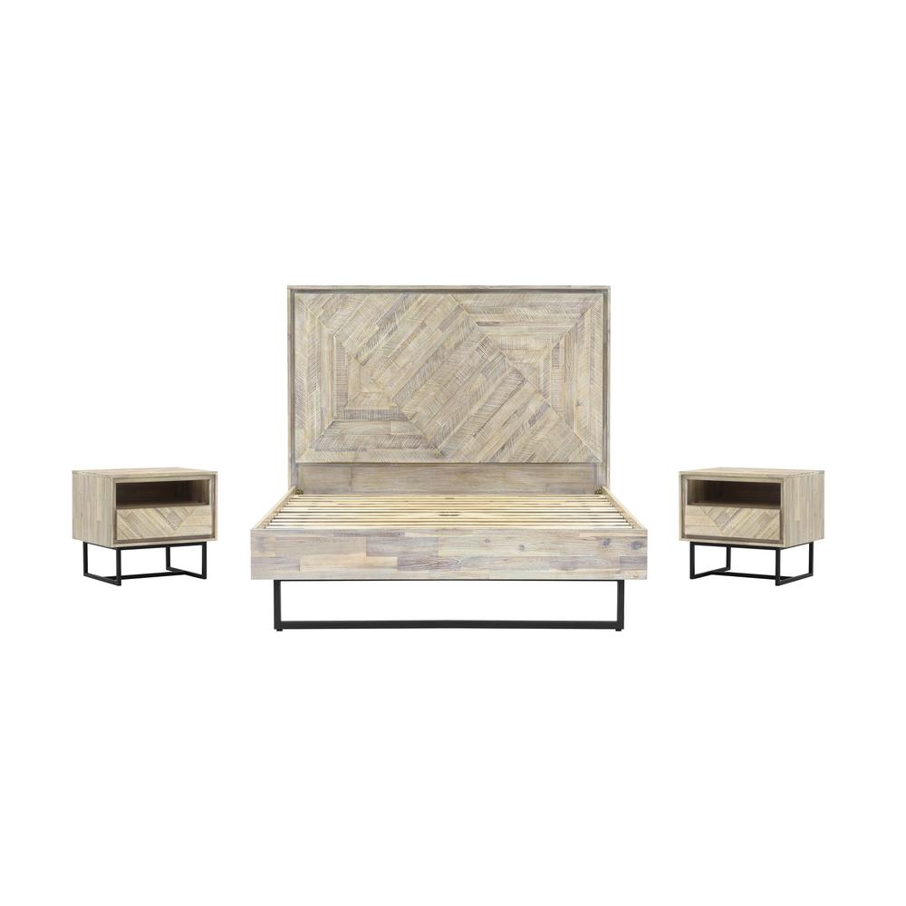 Peridot 3 Piece Queen Bedroom Set in Natural Acacia Wood