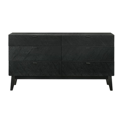 Petra King 4 Piece Wood Bedroom Set in Black Finish