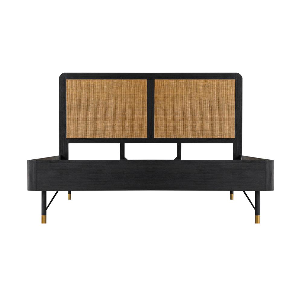 Saratoga 4 Piece King Bedroom Set in Black Acacia Wood and Rattan