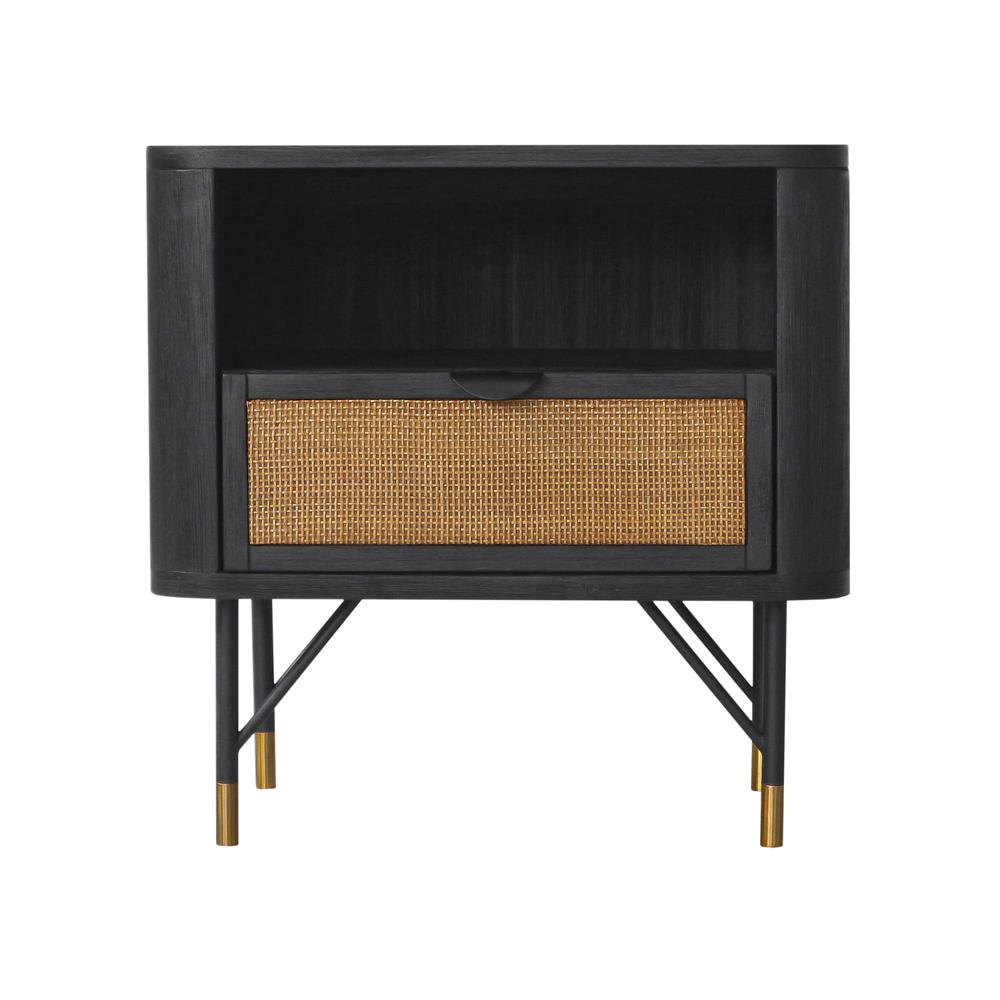 Saratoga 4 Piece King Bedroom Set in Black Acacia Wood and Rattan