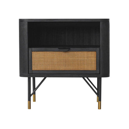 Saratoga 4 Piece King Bedroom Set in Black Acacia Wood and Rattan