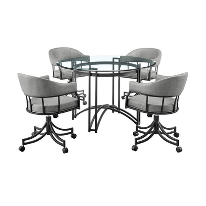 Tibet 5 Piece Dining Set with Round Glass Tabletop