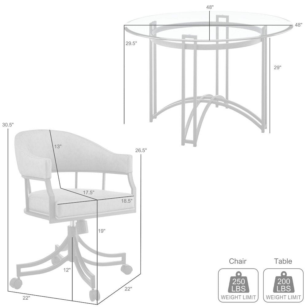 Tibet 5 Piece Dining Set with Round Glass Tabletop