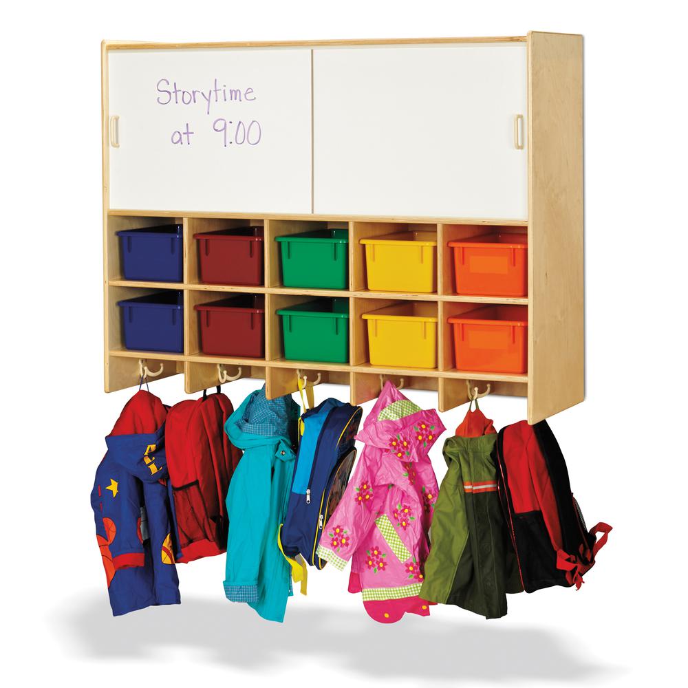 10 Section Wall Mount Coat Locker with Storage – without Cubbie-Trays