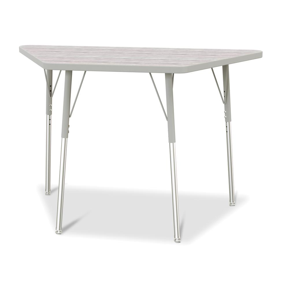 Berries® Trapezoid Activity Table - 24" X 48", A-height - Driftwood Gray/Gray/Gray
