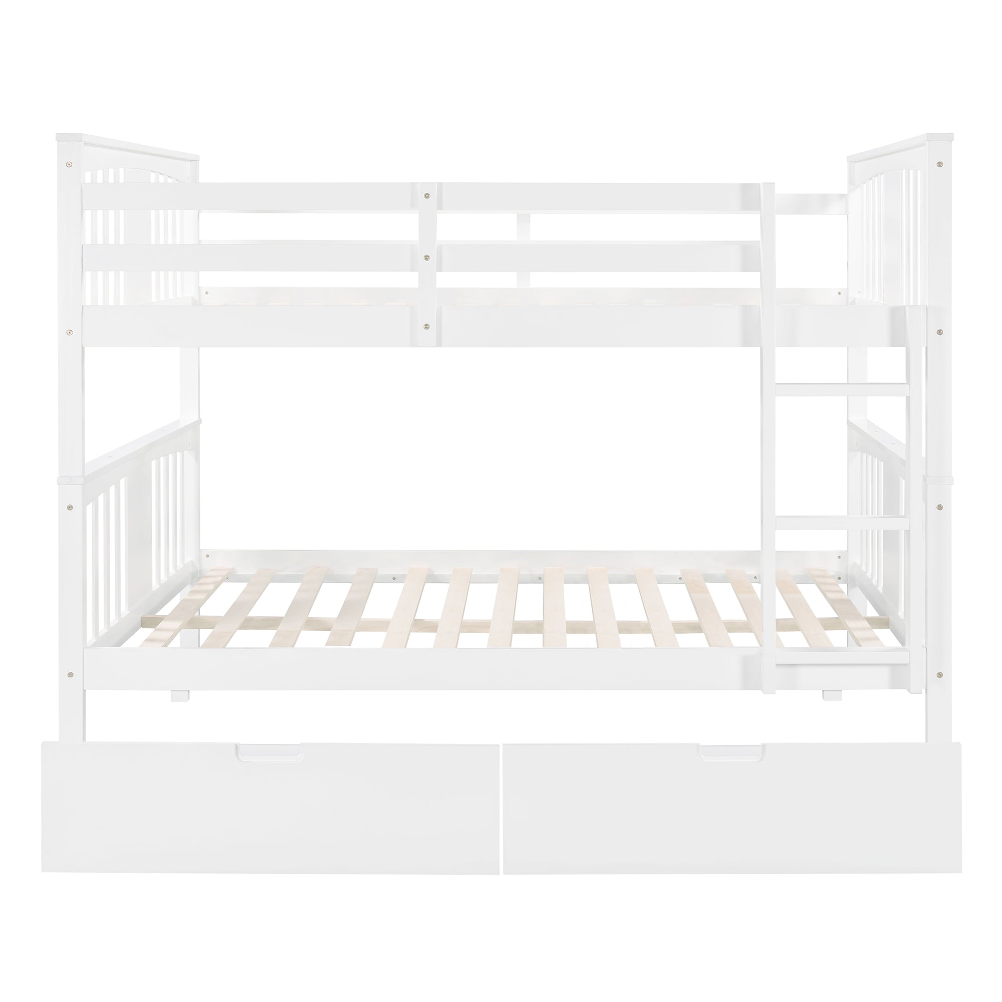 Full over Full Bunk Bed with Drawers and Ladder for Bedroom, Guest Room Furniture-White(OLD SKU :LP000205AAK)