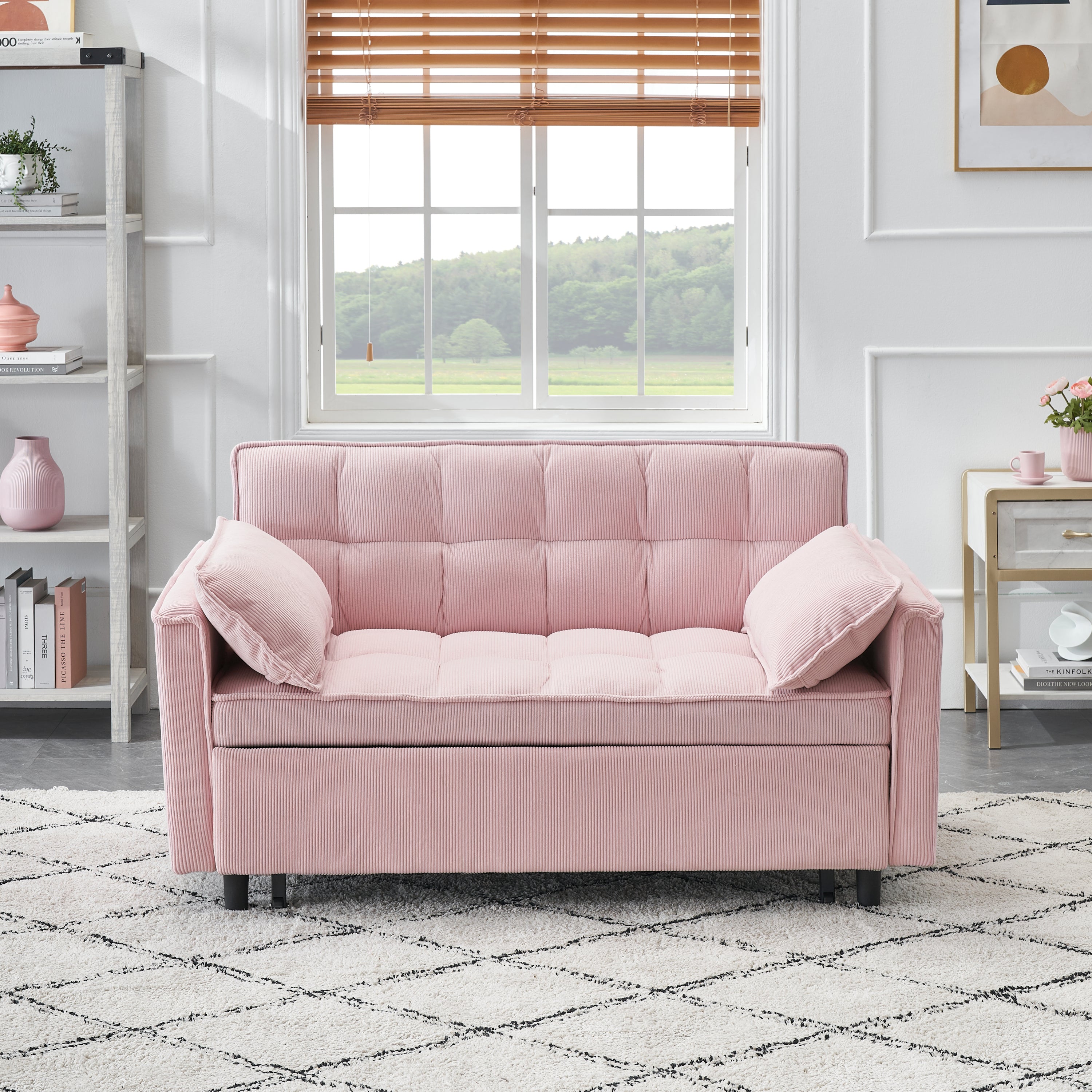 Folding sofa bed with adjustable back access to sofa recliner single bed Adult Modern chair bed ,pink