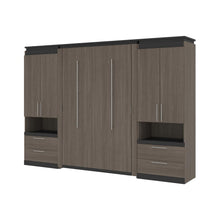 Orion Full Murphy Bed with Storage Cabinets and Pull-Out Shelves (120W)