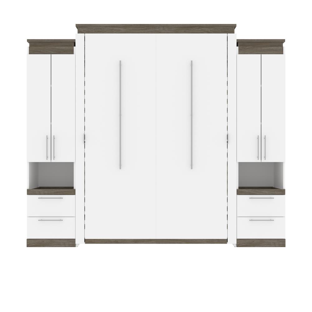 Orion Queen Murphy Bed with Storage Cabinets and Pull-Out Shelves (106W)