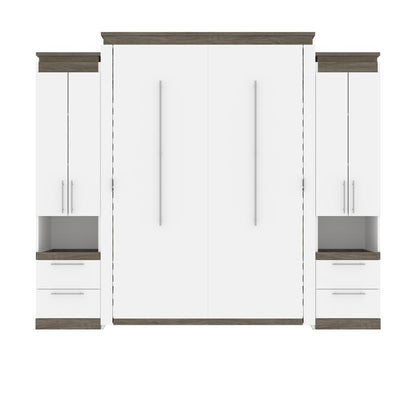 Orion Queen Murphy Bed with Storage Cabinets and Pull-Out Shelves (106W)