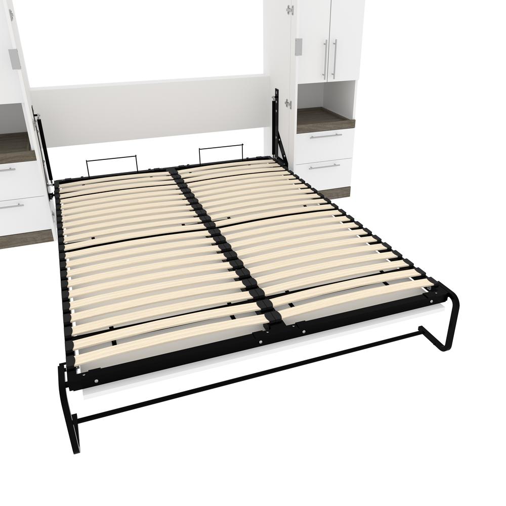 Orion Queen Murphy Bed with Storage Cabinets and Pull-Out Shelves (106W)